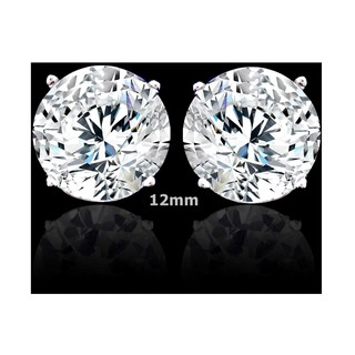 Brinco Zircônia ponto de luz pedra diamante Em Aço Inox Prata Prateado Não Escurece masculino feminino 12mm grande