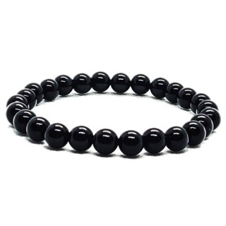 Pulseira bracelete  Bolinhas Pretas Brilhosas 8mm Masculino Feminina Pode Molhar Couro em Oferta na Shopee
