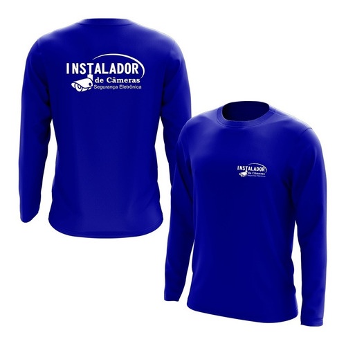 Camiseta Manga Longa Instalador De Câmera Trabalho Uniforme