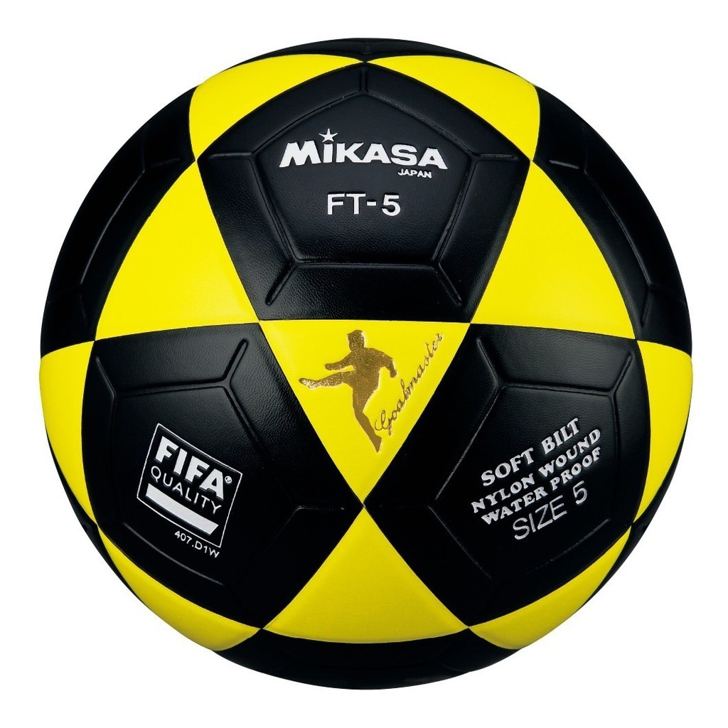 Bola De Futvôlei Futevolei Mikasa Ft 5 - Ft5 Original preta com amarelo (IMPORTADA)