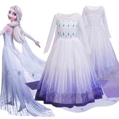 Para Meninas Princesa Anna Elsa Traje Cosplay Vestido De Festa De Aniversário Do Dia Das Bruxas