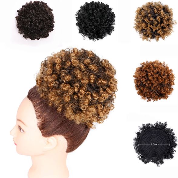 Aplique Afro Puff coque Fibra Orgânica Varias Cores em Oferta na Shopee