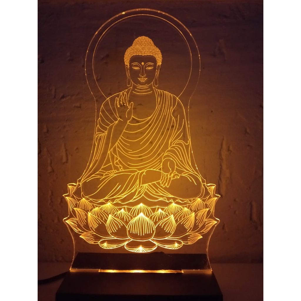 Luminária Abajur Led Grande Buda flor de lotus personalizado