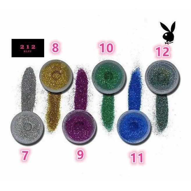 Kit 6 Sombras Glitter Em Pó Solto Colorido Carnaval Festa Playbo Balada Clube