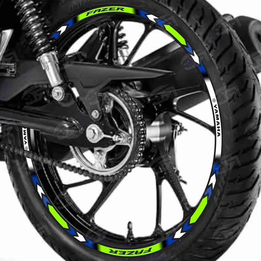 Adesivo Friso Refletivo Roda Moto Yamaha Fazer 150 125 250 M01 verde azul