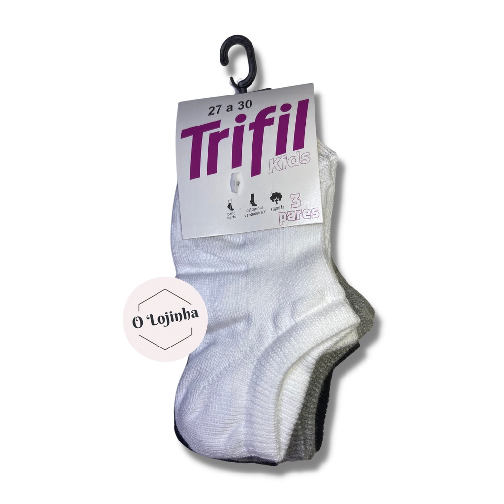 Meia Infantil Kids Sapatilha Invisível Algodão - Kit com 3 Pares - Trifil