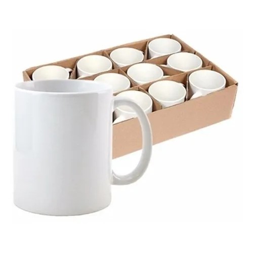 03 Canecas De Porcelana Branca Resinada (SUBLIMAÇÃO) - Caneca Cerâmica Xícara