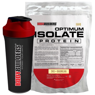 Kit Whey Optimum Isolate Protein 2kg + Coqueteleira Suplemento Essencial Para o Treino Render ao Máximo Bodybuilders