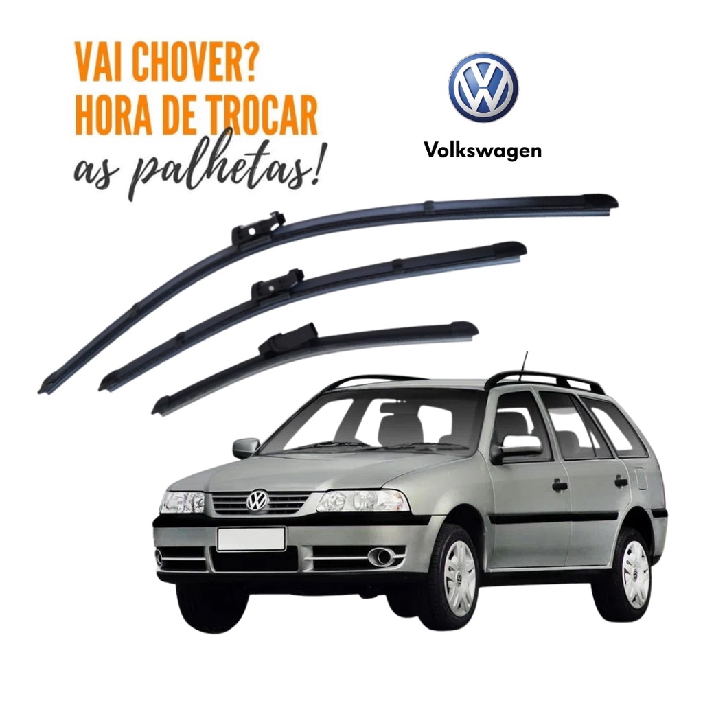Kit de 3 Palhetas para Limpador de Parabrisa Dianteiro + traseiro para Vw Parati G3 2003 á 2019 em Oferta na Shopee