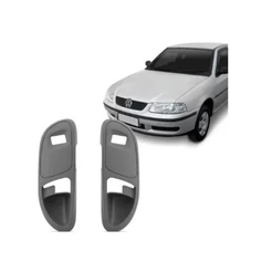 Par Moldura Botão Vidro Elétrico Traseiro Gol Parati Saveiro G2 G3 1996 a 2005 4 Portas Cinza Grafite Preto