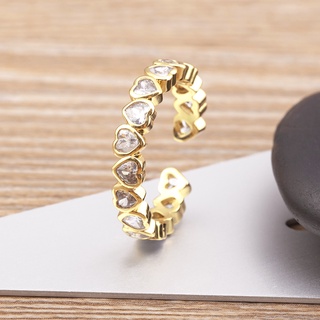 Clássico Emenda Oca De Cristal Embutida Zircon Ajustável Anel De Encanto Feminino