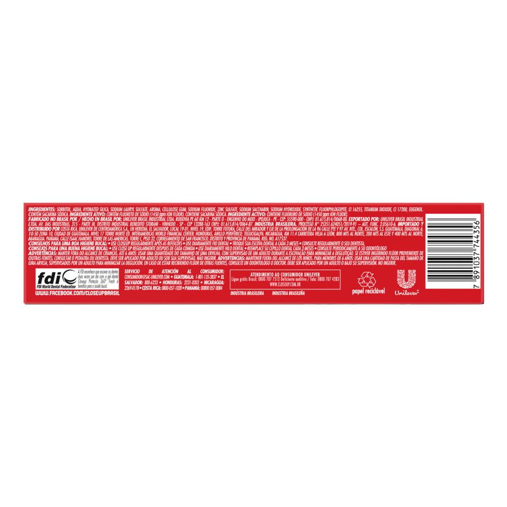 Detalhes do Creme Dental em Gel Closeup Proteção 360º Fresh Red Hot 90g