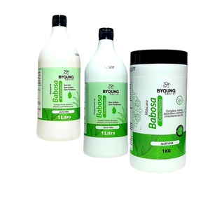 Kit Shampoo + Condicionador + Mascara de Babosa sem Sal Byoung (3 x 1 Litro)