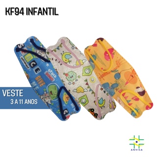 Máscara KN95 FFP2 3D Infantil - 5 Camadas de Proteção - Reutilizável (Unidade)