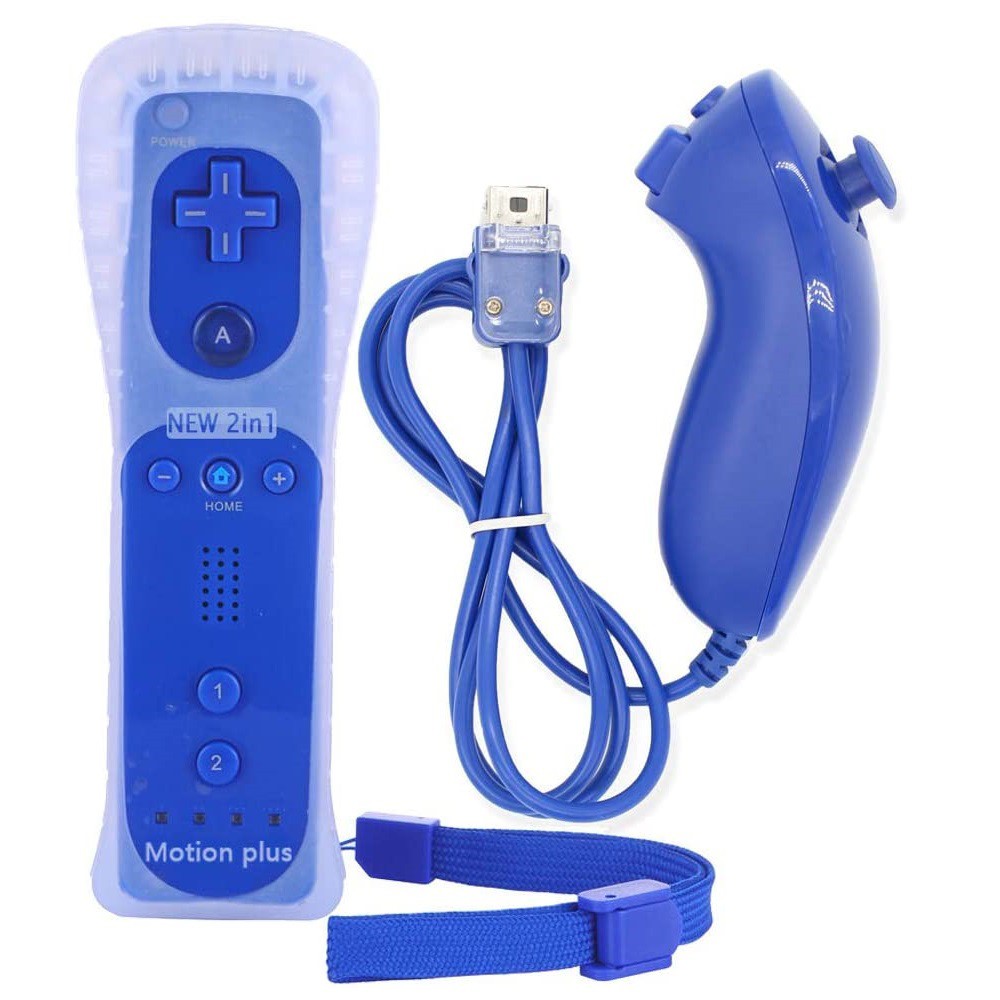 Controle Nintendo Wii Remote Plus + Nunchuck Azul Wii U