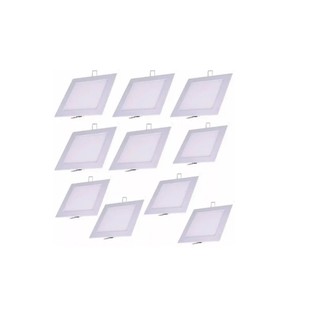kit 10 Luminarias Painel Plafon Super Led 18w quadrada de embutir branco frio 6500k