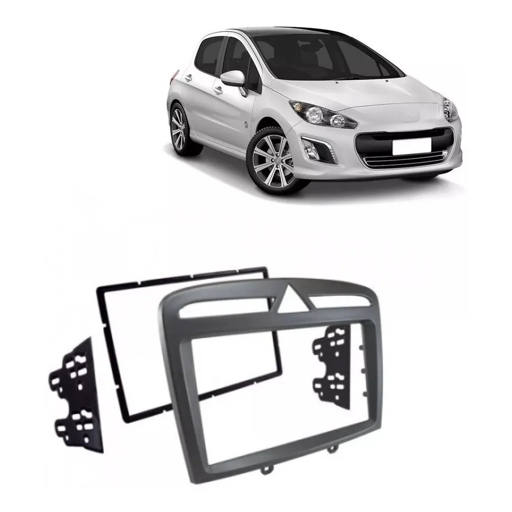 Moldura Dvd 2 Din Central Multimídia Peugeot 308 Prata Som
