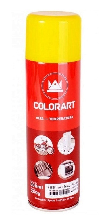 Tinta Spray Alta Temperatura Amarelo - 600oc- Colorart