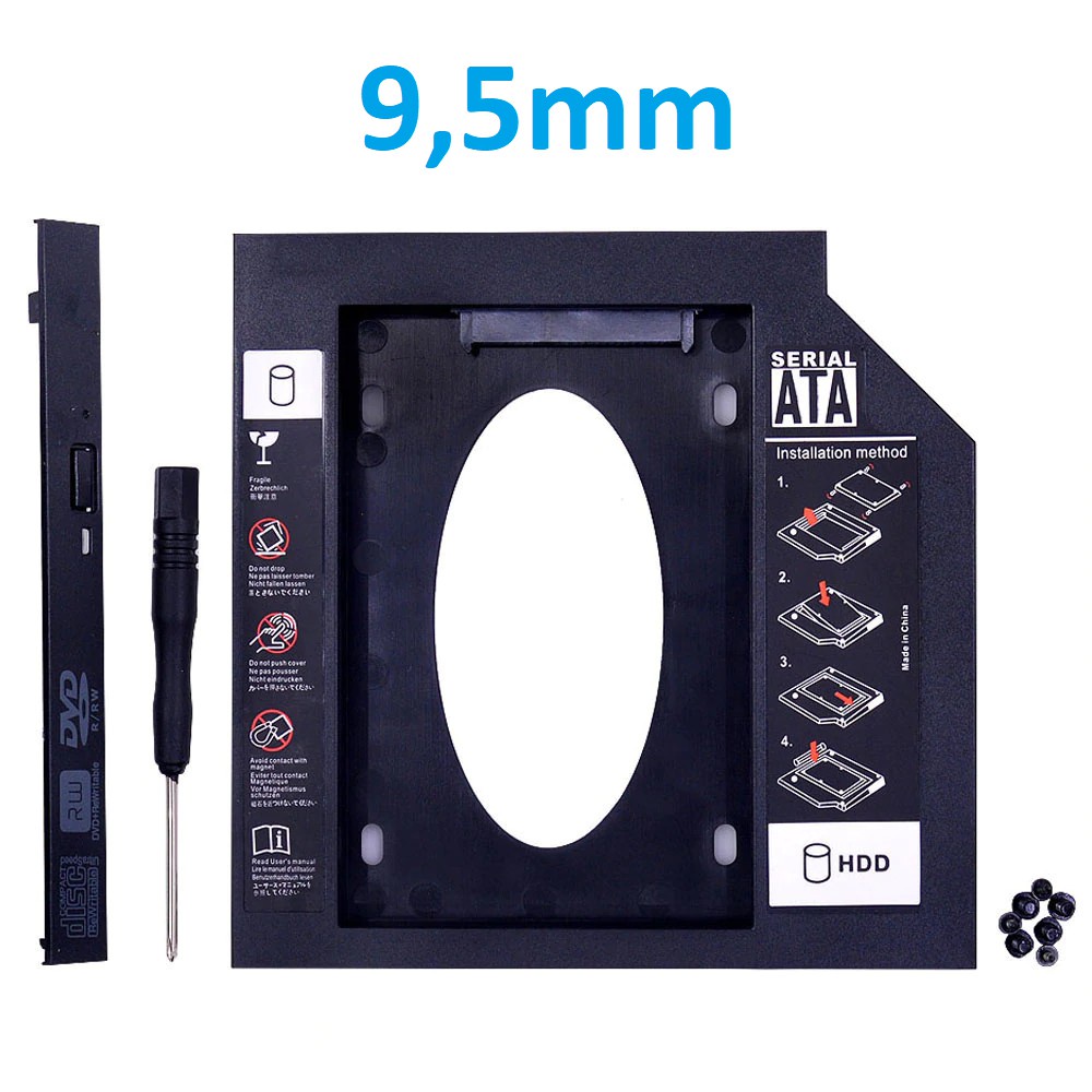 Adaptador Caddy Hd Ssd Sata 9,5mm Case Gaveta Dvd Notebook