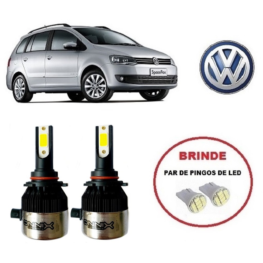 Kit 2 Lampadas Super Led para Farol De Milha Modelo HB4 com 6000k e 8000 Lumens para Volkswagen Spacefox ano 2010 2011 2012 2013 2014 2015 2016 2017 2018 2019 2020