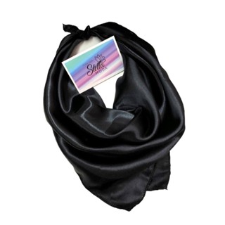 Lenço cetim preto pequeno em Oferta na Shopee