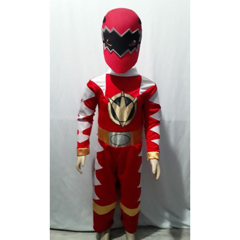 Fantasia Power Ranger Dino Trovão +brinde Máscara De Eva