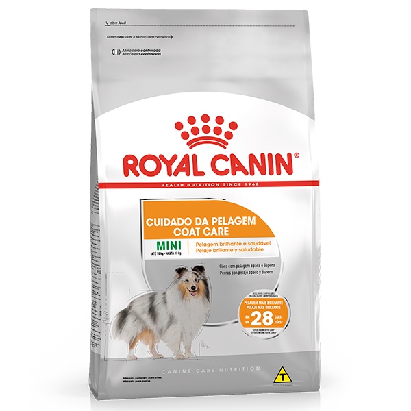 Ração Royal Canin Mini Coat Care para Cães Adultos de Raças Pequenas no Cuidado da Pelagem Áspera e sem Brilho - 2,5Kg - Pets