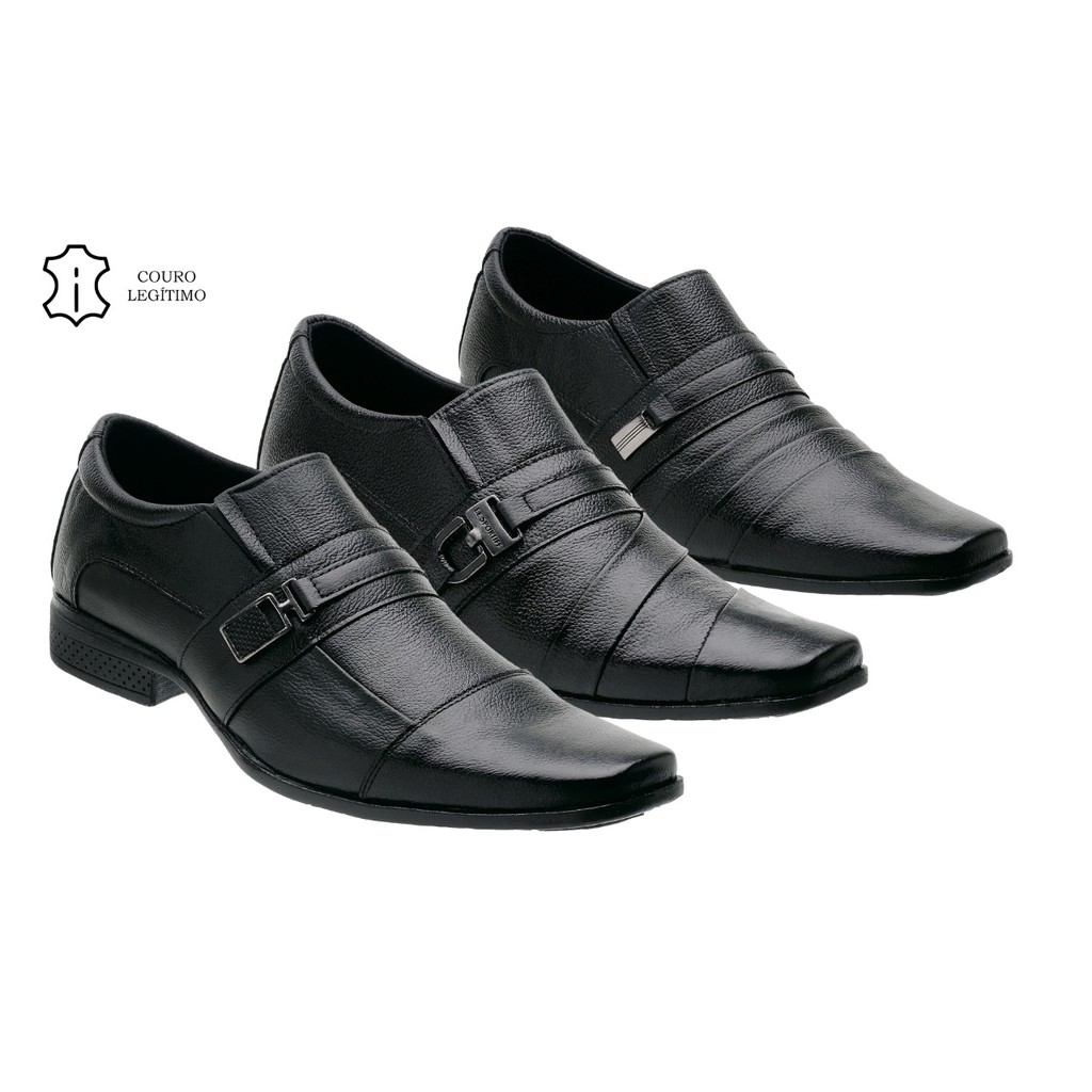 kit Sapatos Masculinos Social Mocassim Formal Couro