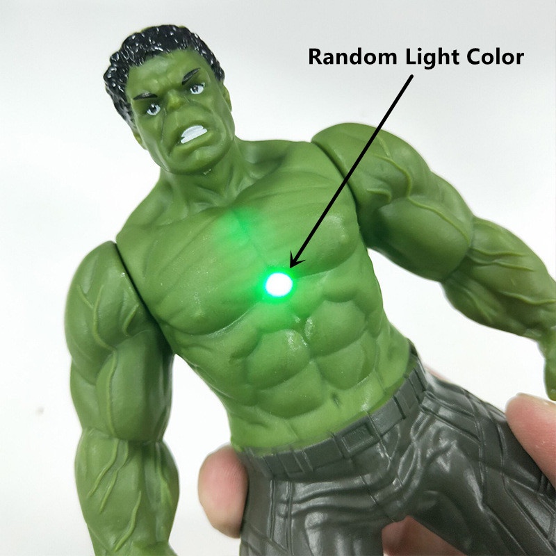Bonecos do Vingadores LED novos em PVC, figuras de super-heróis Ironman, Homem-Aranha, Hulk, modelos de bonecas