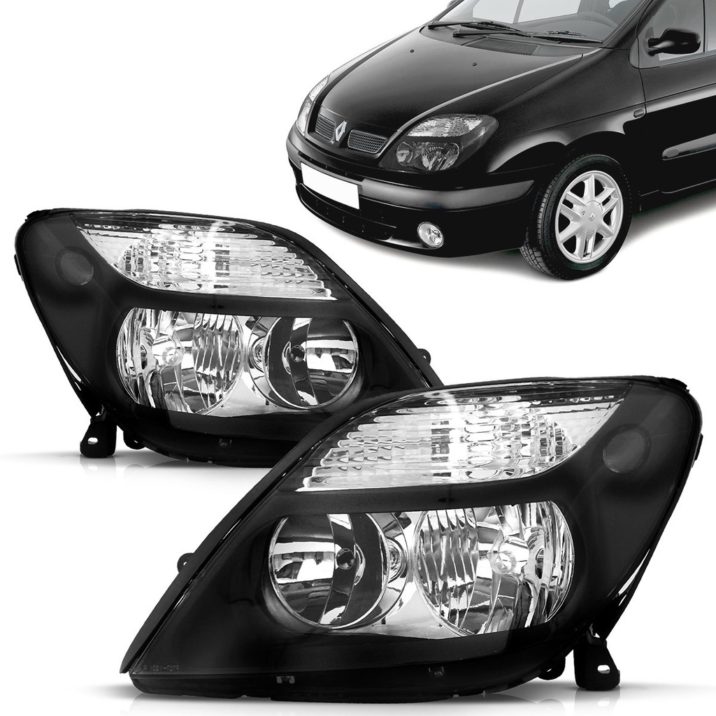 Par Farol Scenic 01 02 03 04 05 06 07 08 2009 2010 2011 Foco Duplo Elétrico Máscara Negra - Spare Parts and Accessories for Vehicles