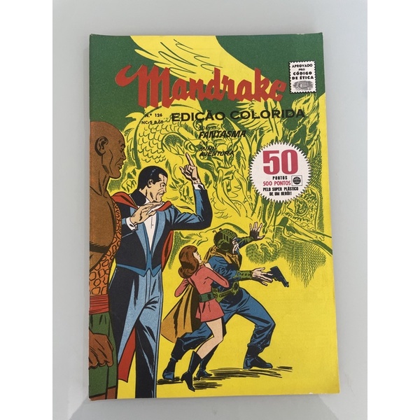 Gibi antigo Mandrake n 126 edição colorida com o fantasma mágica mágico revista hq quadrinho