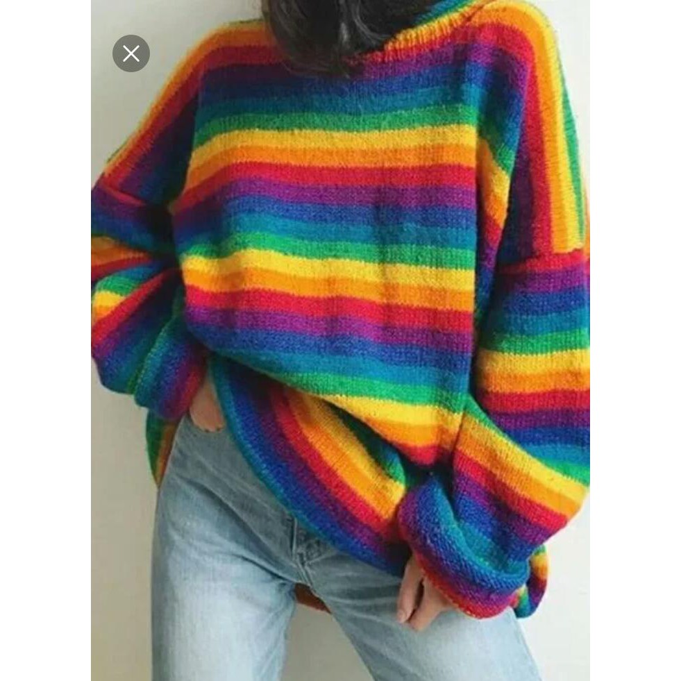 Радужный свитер оверсайз. Радужный свитер в полоску. Разноцветный свитер. Свитер lazy oaf. Радужный свитер.