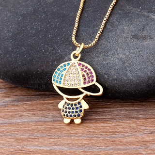 Moda Venda Quente Novo Design Menina Menino Pingente Mulher Meninas Crianças Cobre Zircônia Corrente Colar Jóias