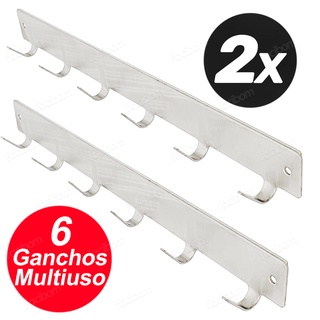 Kit 2 Cabide Para Parede Multifuncional Em Metal Cromado
