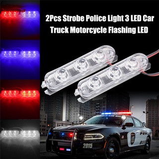 2 Pcs Strobe Polícia Luz 3 Led Car Truck Motocicleta Piscando Luz De Advertência De Emergência Traseiro Parada Luzes Led Lâmpada