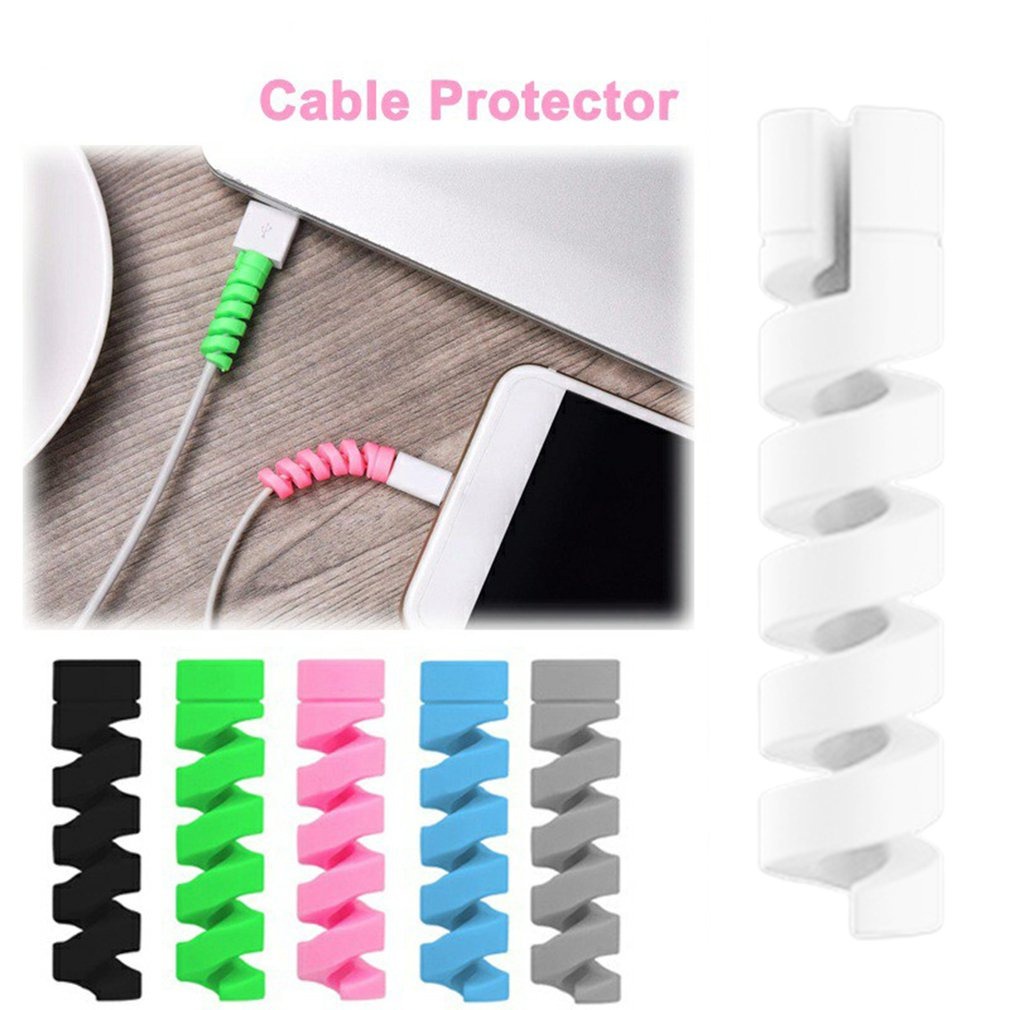 KIT 4  cabo silicone espiral protetor para iphone carregador fone de ouvido - detalhe