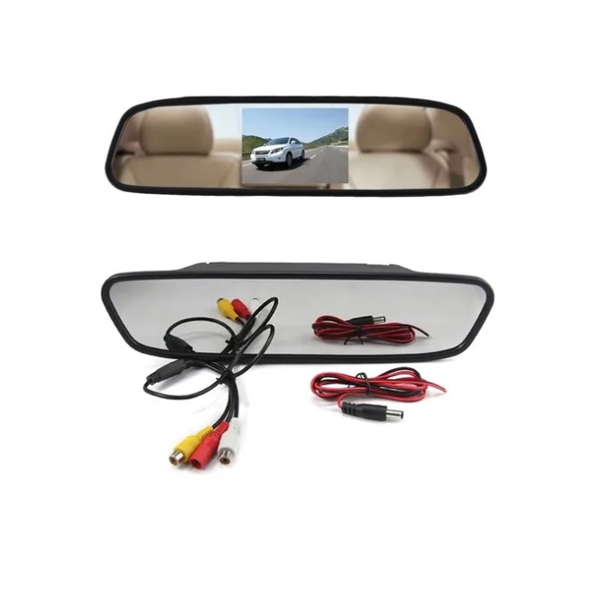 Espelho Retrovisor Com Monitor Para Camera de Ré Tela 4.3 LCD