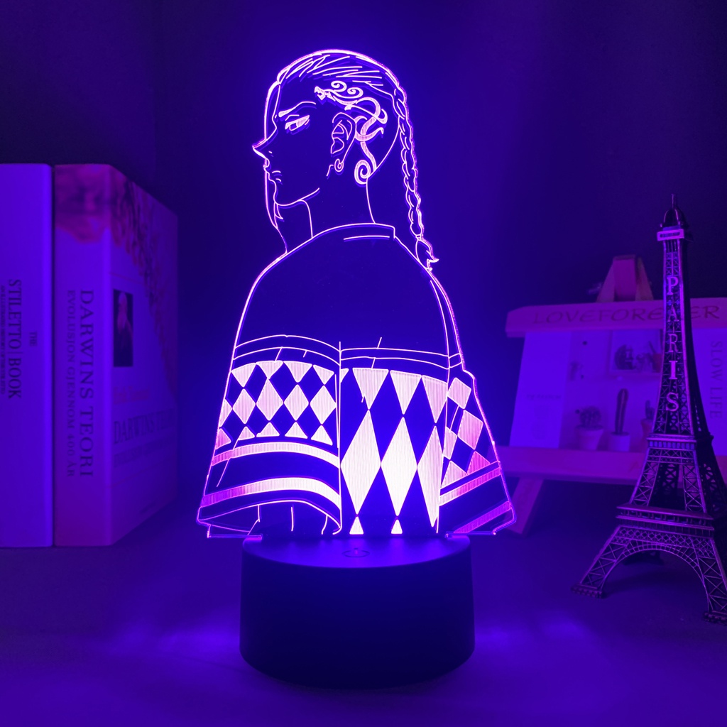 Anime Tokyo Revengers Draken Figure Luminária LED 3D Noturna Presente e Decoração