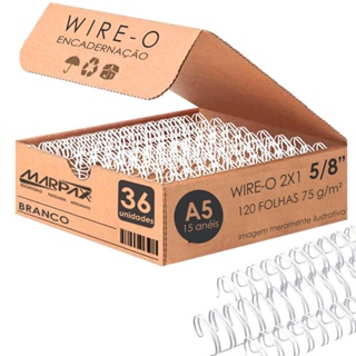 Wire-o para Encadernação A5 5/8 2x1 para 120fls Branco 36un em Oferta na Shopee