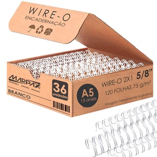 Wire-o para Encadernação A5 5/8 2x1 para 120fls Branco 36un