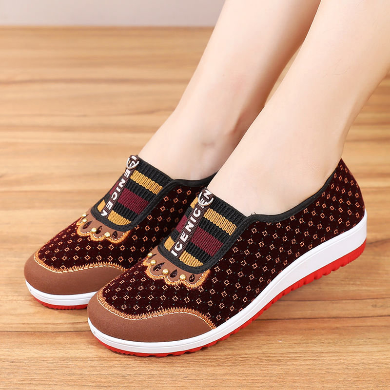 Sapato Feminino De Pano Sola Flexível Antiderrapante Casual De Meia-Idade Para Idosos sapatilha feminina