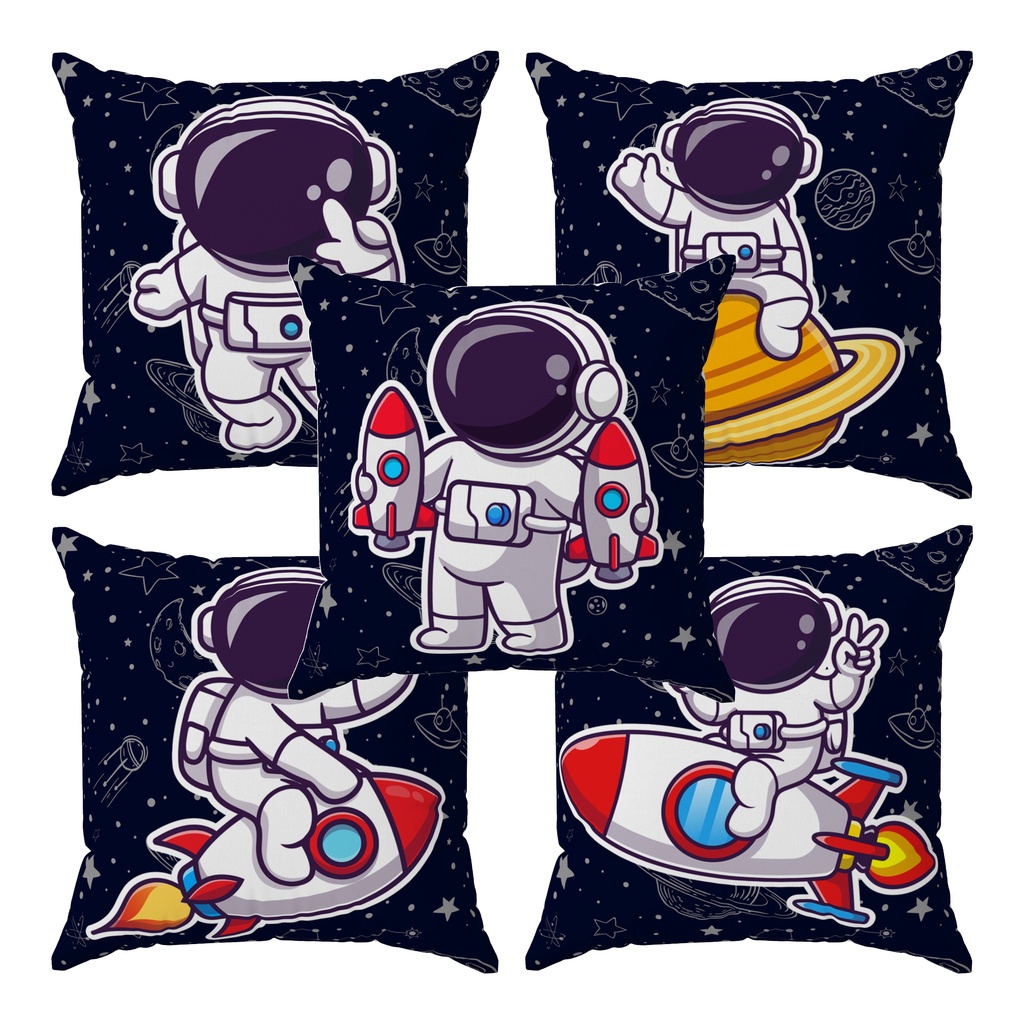 Kit 5 almofadas cheias decoração infantil Astronauta Baby 30x30cm em Oferta na Shopee