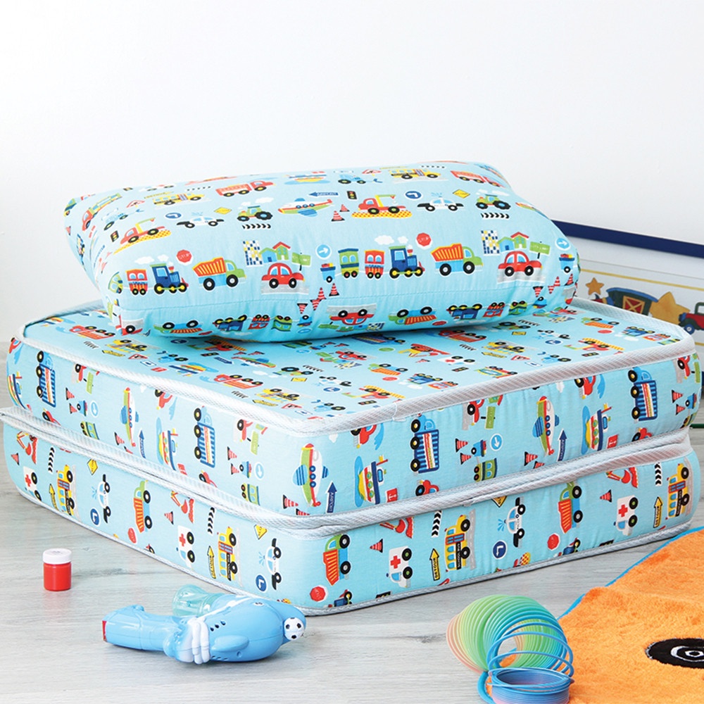 Puff Infantil com Travesseiro Fibras Siliconadas 100 Algodão Antialérgico Multiuso 3 em 1 Estampado Bf Colchões