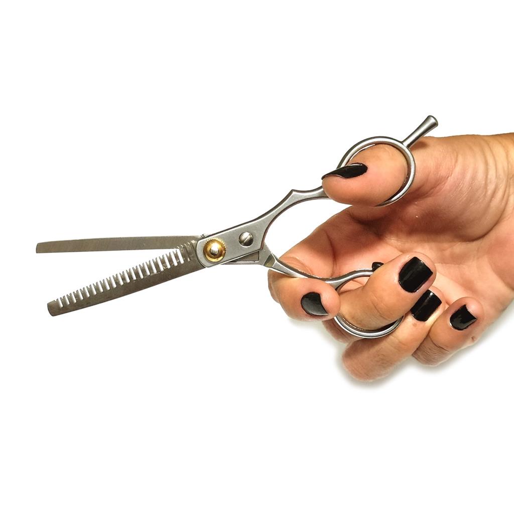 Tesoura Profissional de Desbaste e Desfiadeira para Cabeleireiro  Cor Prata ou Dourada em Oferta na Shopee