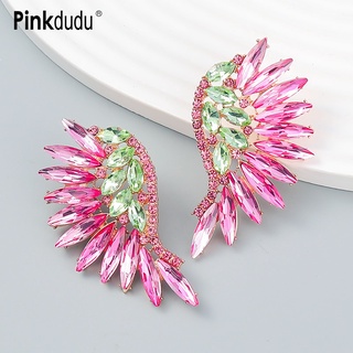 Brincos De Strass Rosadudu Com Asa De Leque Multicolorido Boho De Liga Metálica Incrustada Para Mulheres/Bijuteria PD862