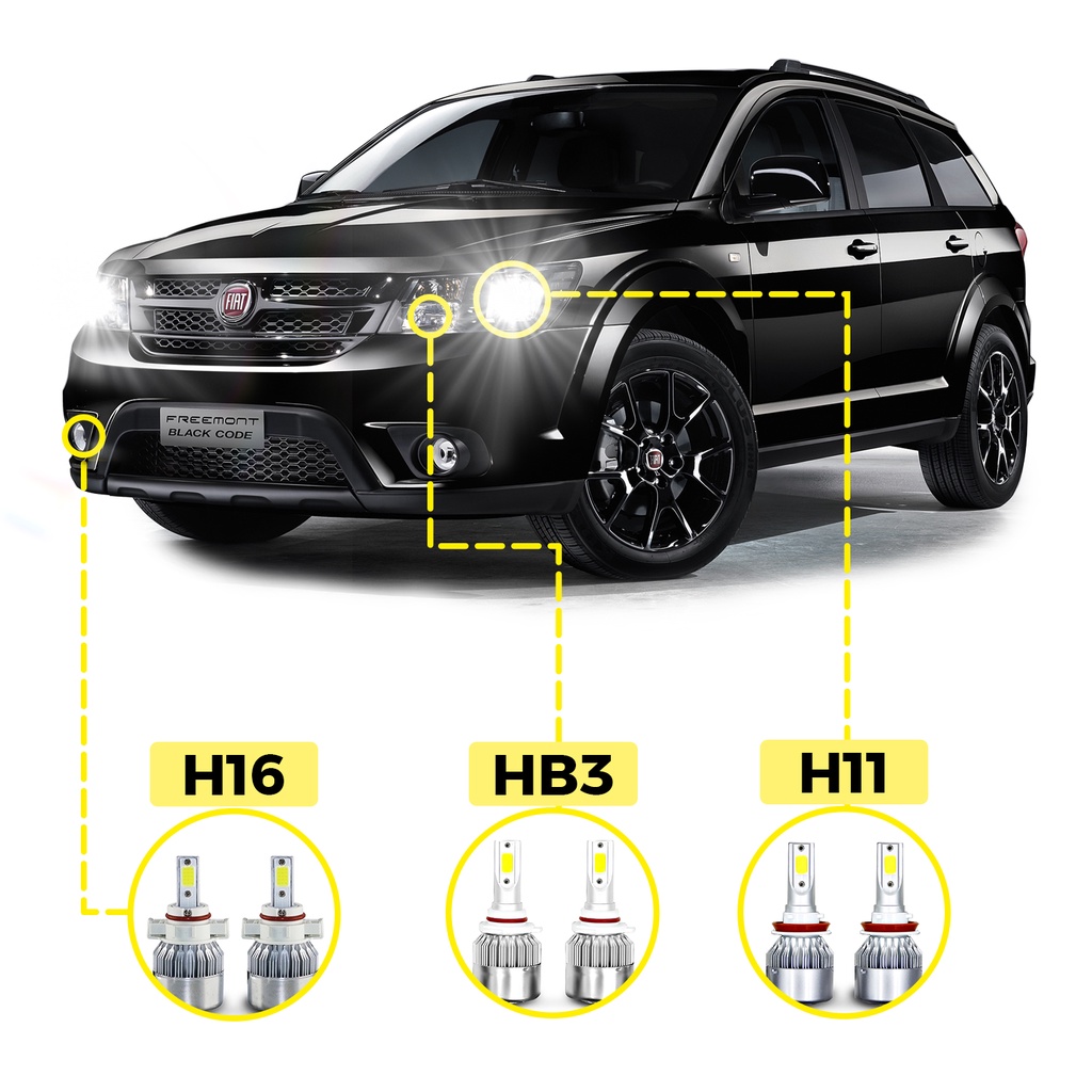 Kit Ultra LED Fiat Freemont 2012/2015 20000 Lúmens 6500k em Oferta na Shopee