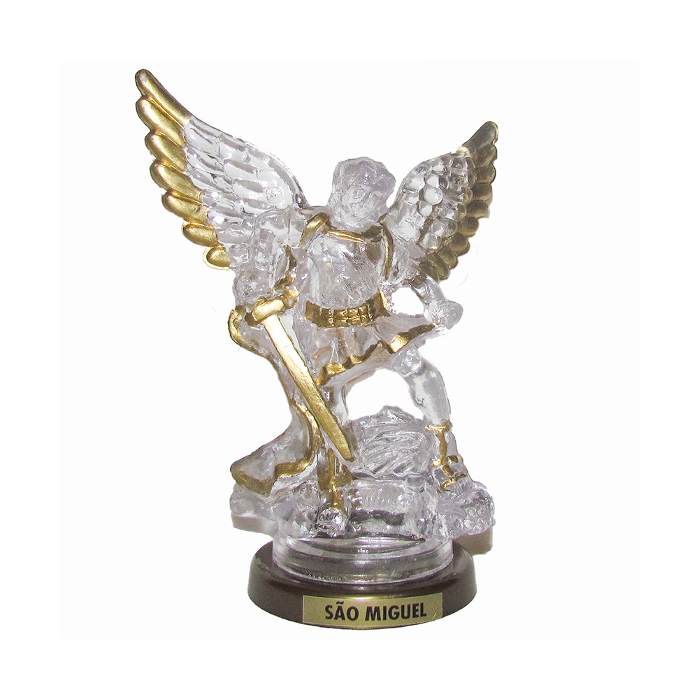 Imagem São Miguel Arcanjo Anjo Guardião Da Igreja Imagem de acrílico base ouro envelhecido