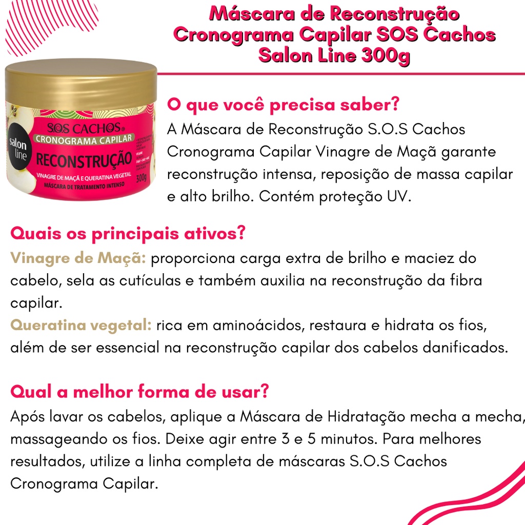 Kit Completo Com 4 Mascaras Cronograma Capilar Sos Cachos Salon Line 300g Cada Shopee Brasil