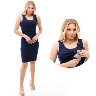 Vestido Midi Feminino Regata com Gola Redonda e Abertura Para Amamentação - Várias Cores