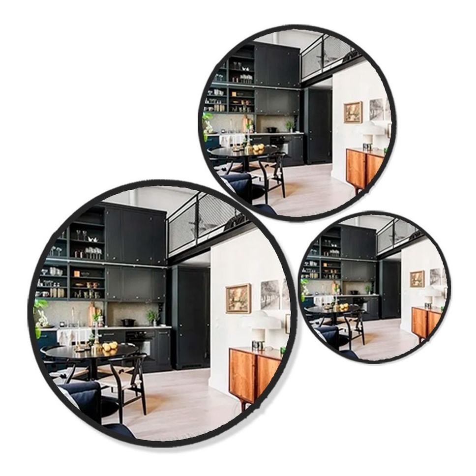 Trio Espelho Decorativo Vidro Redondo Suspenso Banheiro Sala em Oferta na Shopee